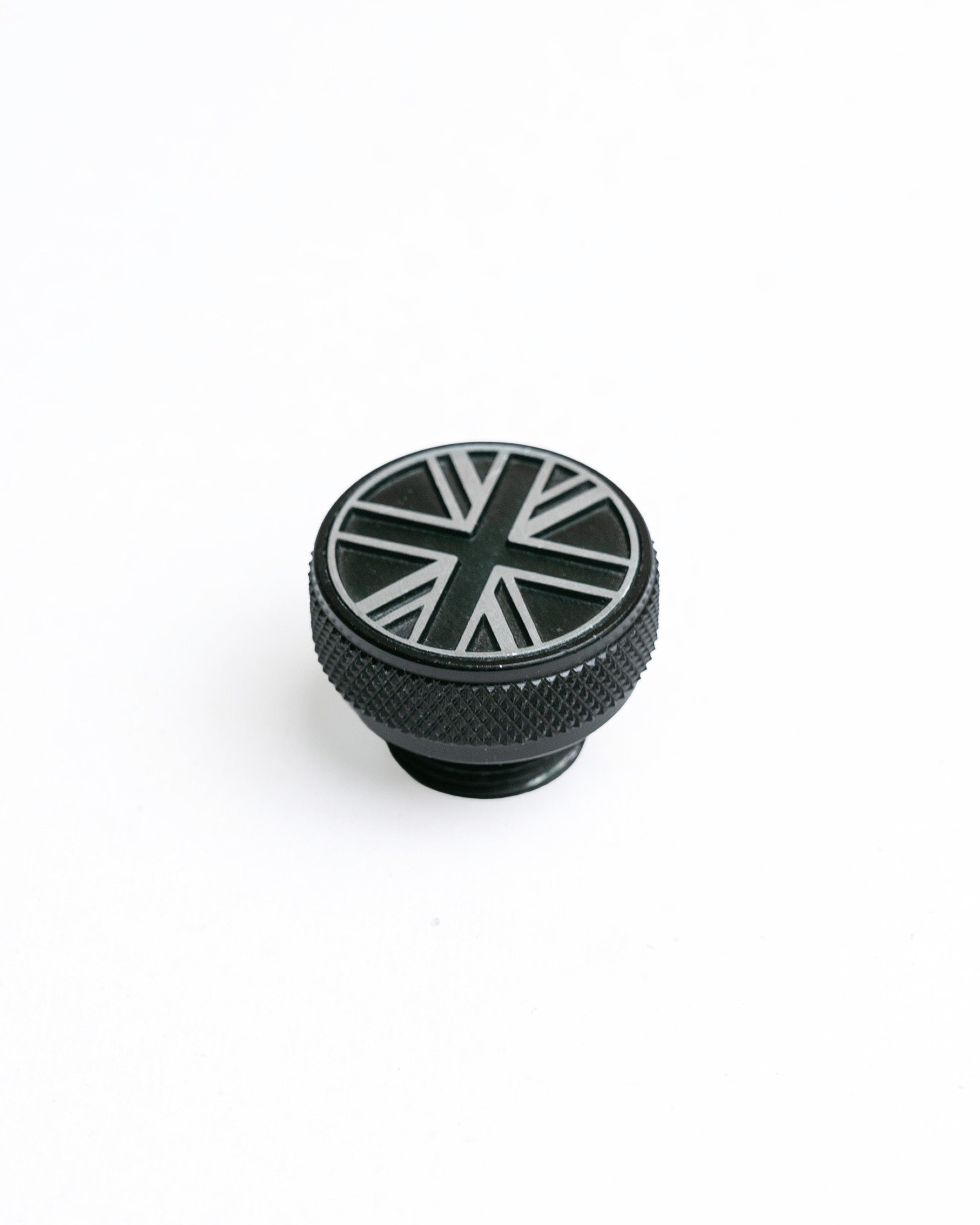 Union jack oil filler cap on a white background